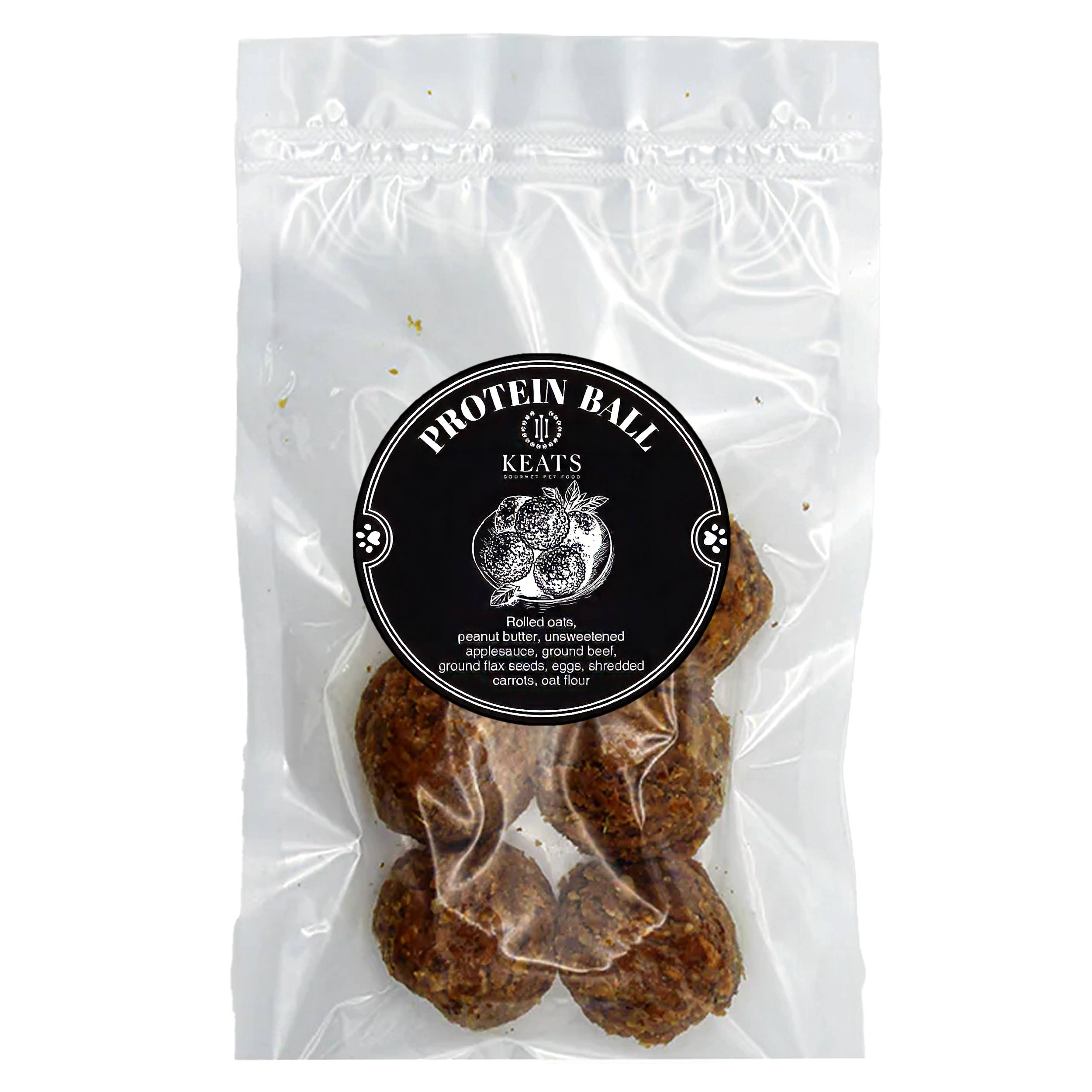 KEATS Gourmet Pet Food Protein Ball packaging on a white background