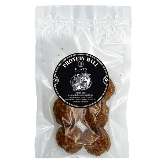 KEATS Gourmet Pet Food Protein Ball packaging on a white background