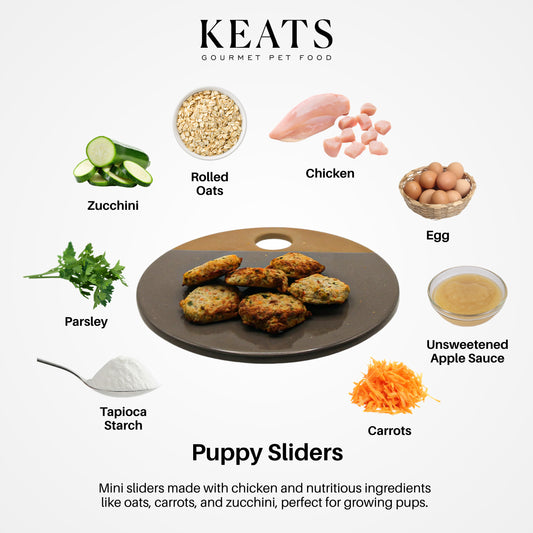 Ingredients for Puppy Sliders with KEATS Gourmet Pet Food